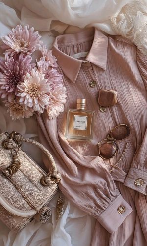 Aesthetic Pink Outfit & Luxury Perfume Flatlay 🌸✨ handbag and glasses _ aesthetic pic _ flory pic
